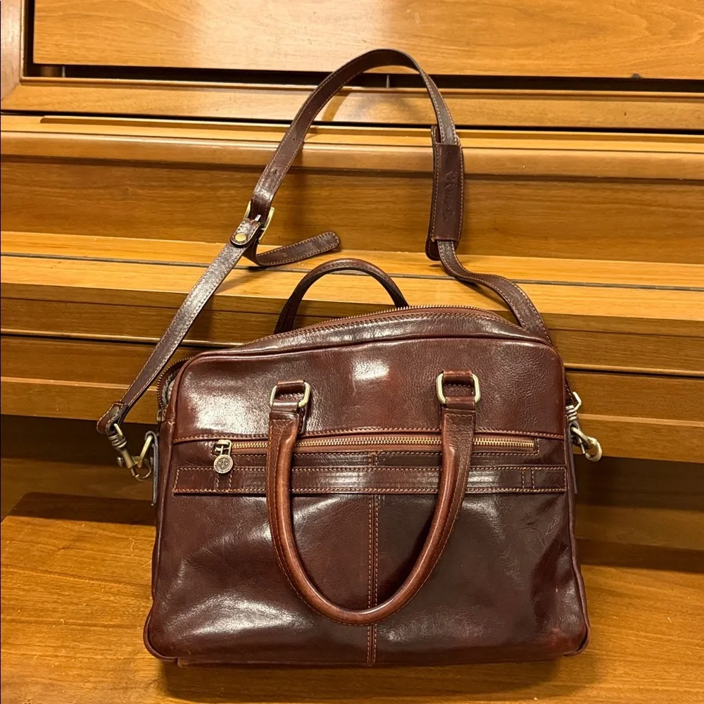Alma Milano Handcrafted Italian Leather‎ Briefcase – Brown Laptop Bag